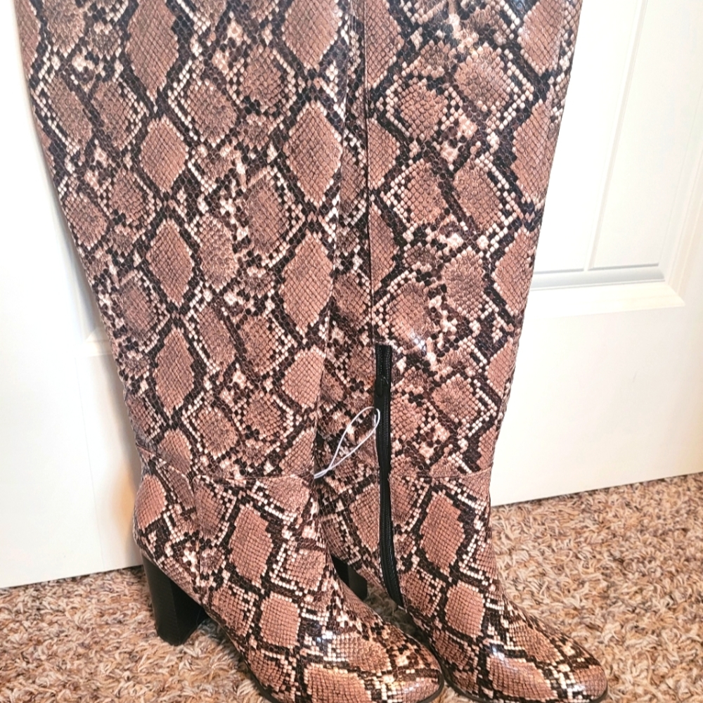 A New Day Taupe Brandee Knee High Heeled  Boots